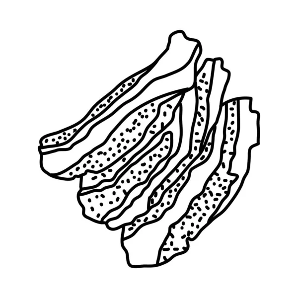 Set Iconos Dibujados Mano Comida Bacon France Vector — Vector de stock