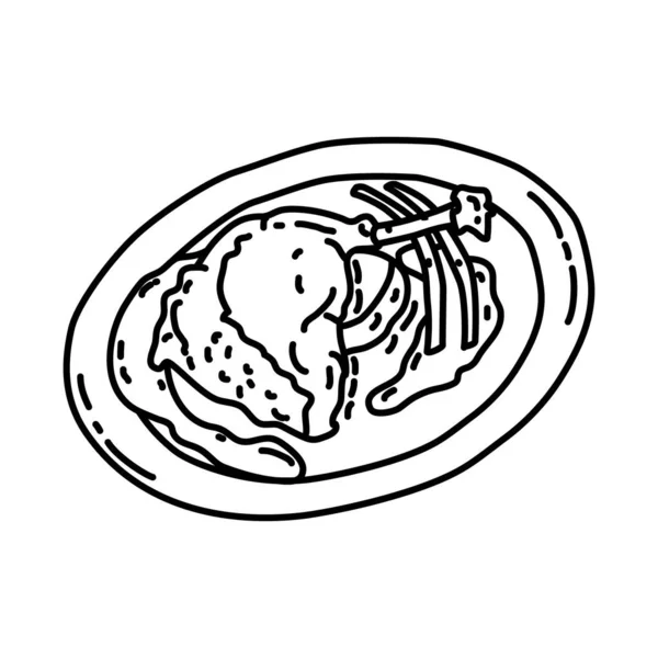 Confit Canard French Food Hand Drawn Icon Set Vektor - Stok Vektor