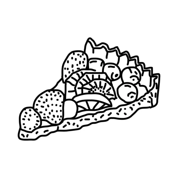 Γαλλικά Φρούτα Τάρτα Γαλλία Food Hand Drawn Icon Set Vector — Διανυσματικό Αρχείο