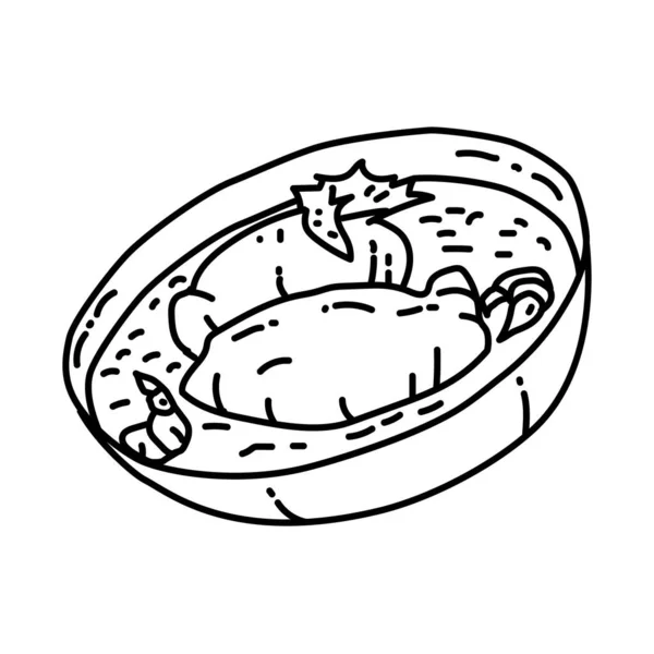 Quenelles Φυλλάδιο Γαλλία Food Hand Drawn Icon Set Vector — Διανυσματικό Αρχείο