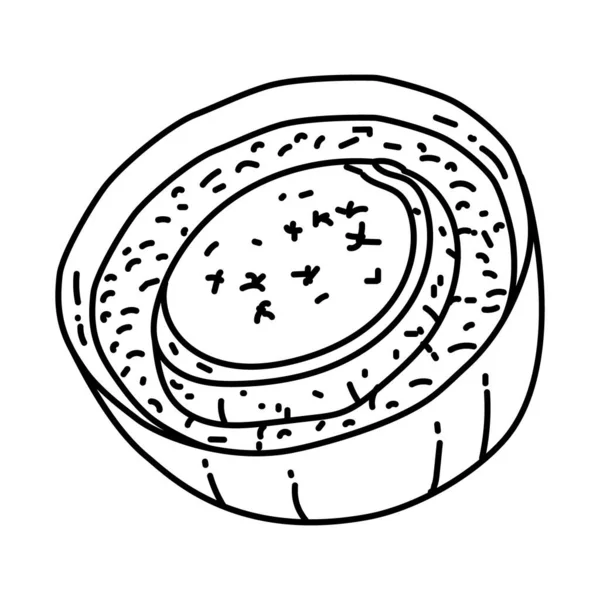 Soupe Oignon Francia Comida Mano Dibujado Icono Conjunto Vector — Vector de stock