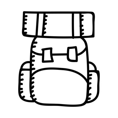 Kamp Çantası Renk Simgesi. Vektör Tasarımı İllüstrasyon İşareti Logosu.