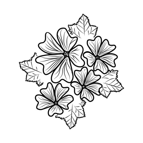 Mallow Floral Hand Drawn Logo Nápisu Vektorový Design — Stockový vektor