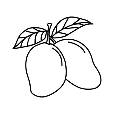 Mango Meyve Simgesi. Vektör Tasarımı İllüstrasyon İşareti Logosu.