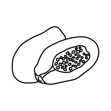 Papaya Meyve Simgesi. Vektör Tasarımı İllüstrasyon İşareti Logosu.