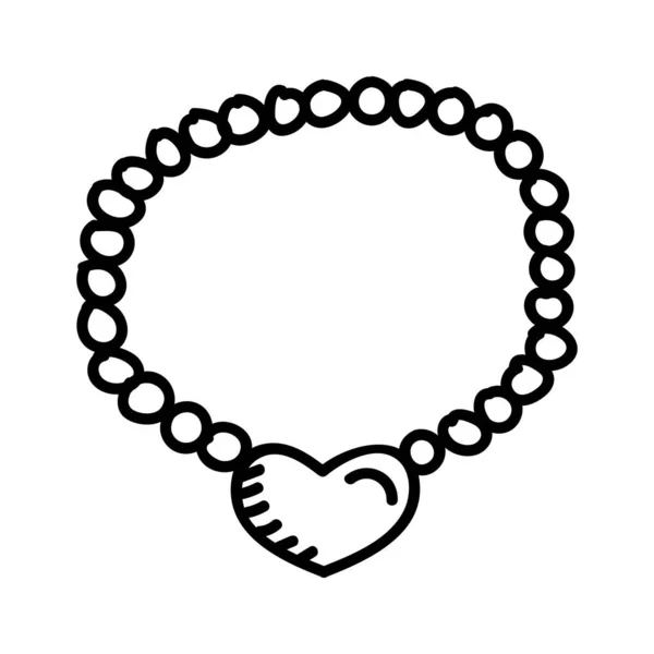 Muttertag Halskette Handgezeichnete Ikone Vektor Design Illustration Zeichen Logo — Stockvektor