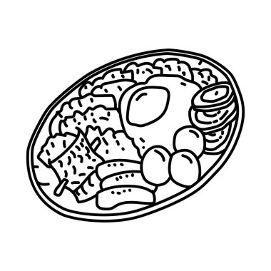 Labskaus Almanya Yiyecek Elleri Simge Ayarlama Vektörü.