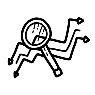 İş analizi el çizimi simge tasarımı, dış hatlar siyah, karalama simgesi, vektör simgesi.