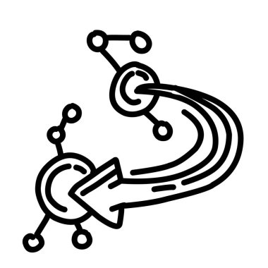 İş bağlantısı el çizimi simge tasarımı, dış hatlar siyah, karalama simgesi, vektör simgesi.