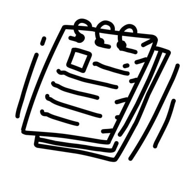 İş notları el çizimi simge tasarımı, dış hatlar siyah, karalama simgesi, vektör simgesi