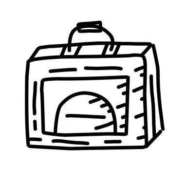 İş çantası el çizimi simge tasarımı, dış hatlar siyah, karalama simgesi, vektör simgesi