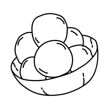 Cilok Endonezya Gıda Eli Çizim Simgesi Vektörü.