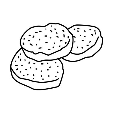 Wingko Endonezya Gıda Eli Çizim Simgesi Vektörü.