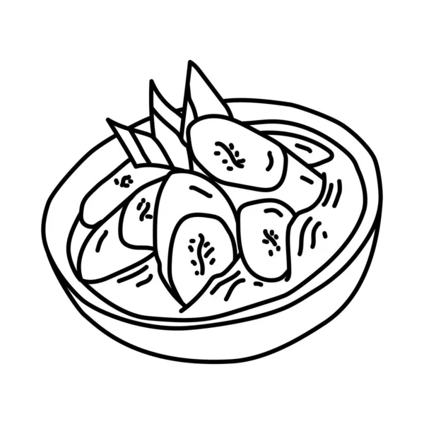 Kolak Pisang Indonesian Food Hand Drawing Icon Set Vector — стоковий вектор