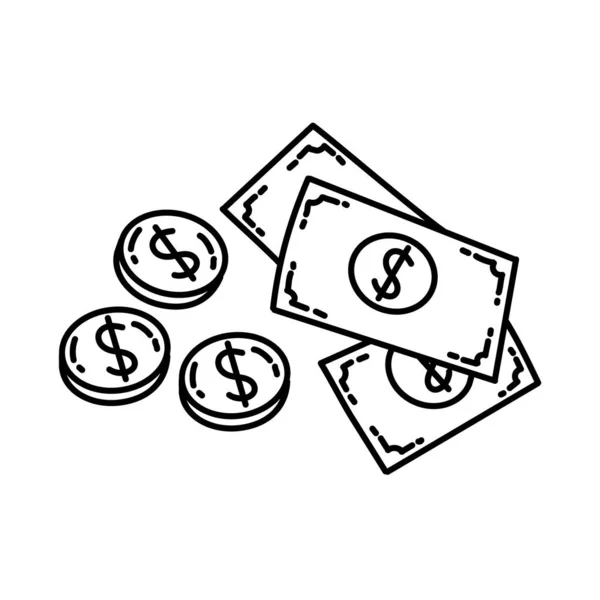 Finanční Aktivita Pořadí Jak Vydělat Peníze Ručně Kreslené Ikony Set — Stockový vektor