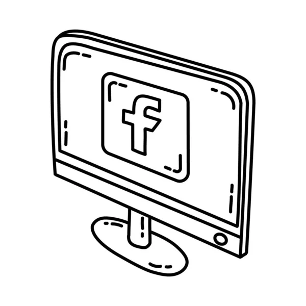 Facebook Telecommunication Equipment Hand Drawn Icon Set Vector — Διανυσματικό Αρχείο