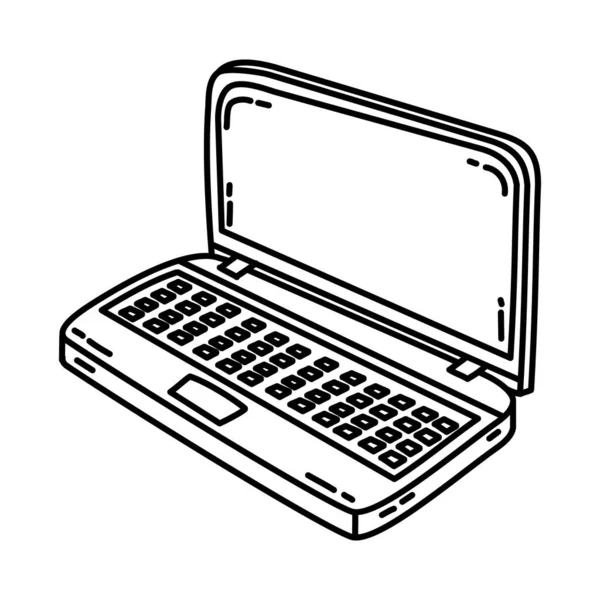 Laptop Als Telekommunikationsgerät Handgezeichneter Icon Set Vector — Stockvektor