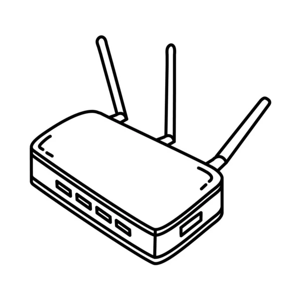 Modem Como Vetor Desenhado Mão Conjunto Ícone Equipamento Telecomunicações —  Vetores de Stock