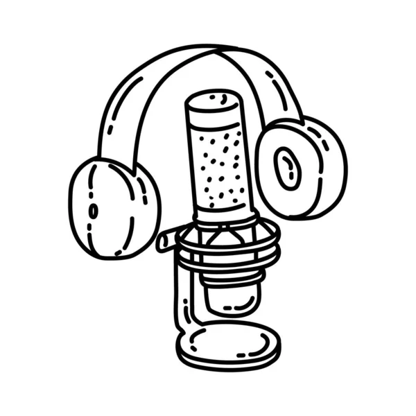 Telekomünikasyon Ekipmanı Olarak Podcast Çizim Simgesi Vektörü — Stok Vektör