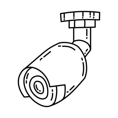 Telekomünikasyon Ekipmanı olarak CCTV El Çizim Simgesi Vektörü.