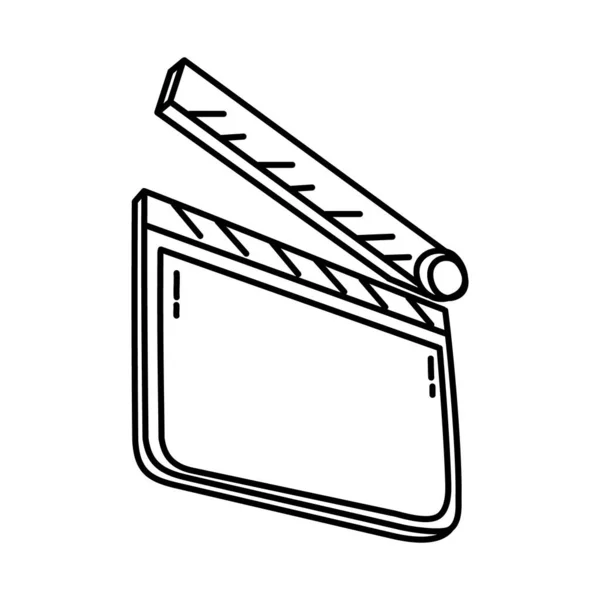 Clapboard Parte Das Atividades Radiodifusão Mão Desenhado Vetor Conjunto Ícones —  Vetores de Stock