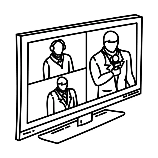 Online Meeting Maakt Deel Uit Van Broadcasting Activities Hand Drawn — Stockvector