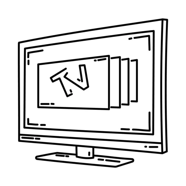 Televizní Kanál Součástí Vysílání Činnosti Ručně Kreslené Vektorové Ikony — Stockový vektor