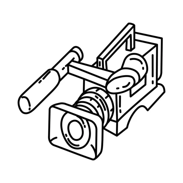Videokamera Nyheter Sändningsverksamhet Enhet Hand Drawn Vektor Ikon Set — Stock vektor
