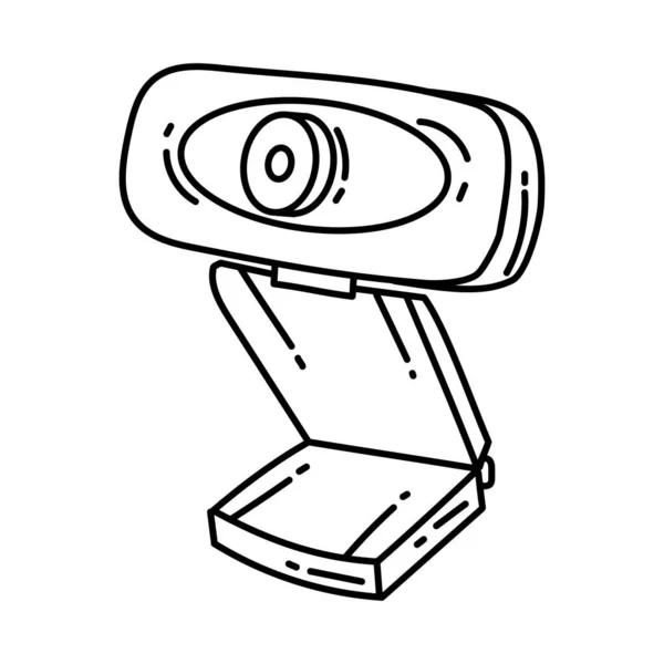 Webcam Telecommunication Equipment Hand Drawn Icon Set Vector — 스톡 벡터