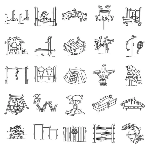 Spielplatz Kinder Symbole Gesetzt Spielen Kinder Kindergarten Handgezeichnetes Icon Set — Stockvektor