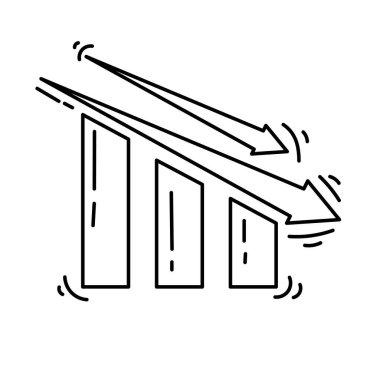 E-ticaret simgesini azalt. El çizilmiş simge seti, taslak siyah, karalama simgesi, vektör simgesi tasarımı.