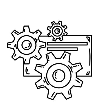 E-ticaret sistemi. El çizilmiş simge seti, taslak siyah, karalama simgesi, vektör simgesi tasarımı.