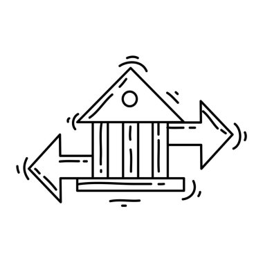 E-ticaret transferi. El çizilmiş simge seti, taslak siyah, karalama simgesi, vektör simgesi tasarımı.