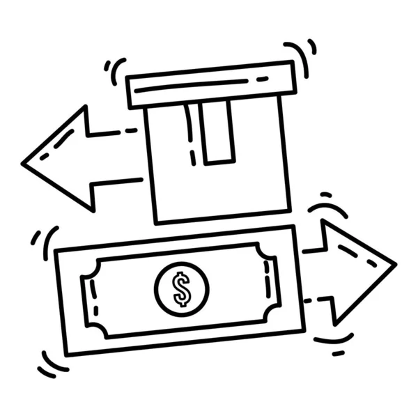 Icono Entrega Comercio Electrónico Mano Dibujado Icono Conjunto Contorno Negro — Archivo Imágenes Vectoriales