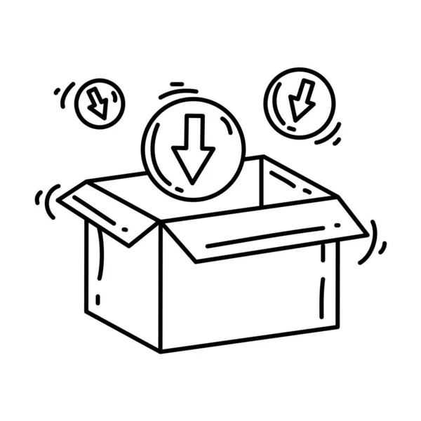 Handelsförpackningar Handritad Ikon Set Kontur Svart Doodle Ikon Vektor Ikon — Stock vektor