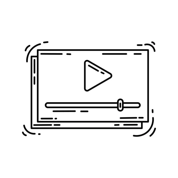 Ηλεκτρονικό Εμπόριο Εικονίδιο Βίντεο Χειροποίητο Σύνολο Εικονιδίων Μαύρο Περίγραμμα Εικονίδιο — Διανυσματικό Αρχείο