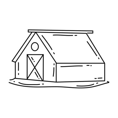 Çiftlik evi ikonu. El çizilmiş simge seti, taslak siyah, karalama simgesi, vektör simgesi tasarımı.