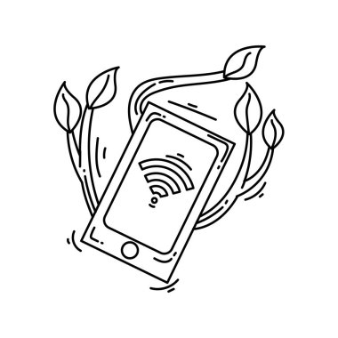 Çiftçi akıllı ikonu. El çizilmiş simge seti, taslak siyah, karalama simgesi, vektör simgesi tasarımı.