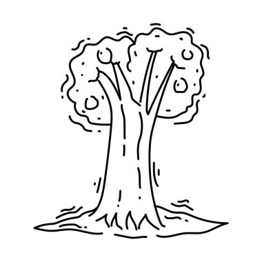 Çiftçilik ağacı ikonu. El çizilmiş simge seti, taslak siyah, karalama simgesi, vektör simgesi tasarımı.