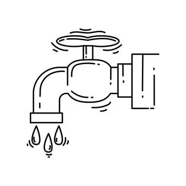 Bahçe suyu musluğu el çizimi simgesi, taslak siyah, karalama simgesi, vektör simgesi tasarımı.
