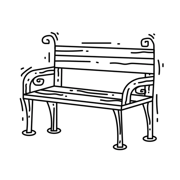 Banc Jardinage Icône Jeu Icônes Dessiné Main Contour Noir Icône — Image vectorielle