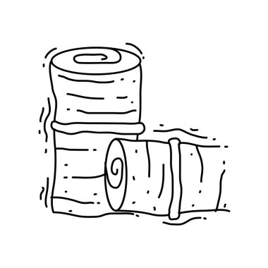 Saman ikonu çiftçiliği. El çizilmiş simge seti, ana hatlar siyah, karalama simgesi, vektör simgesi