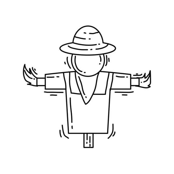 Εικόνα Του Αγρότη Αχυράνθρωπο Ζωγραφισμένο Στο Χέρι Σύνολο Εικονιδίων Μαύρο Διάνυσμα Αρχείου