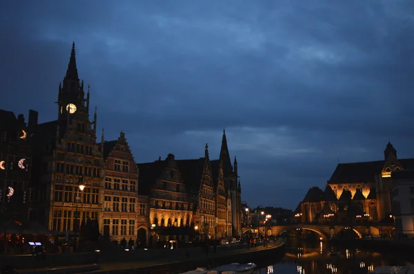 Éjszakai Gent városban — Stock Fotó