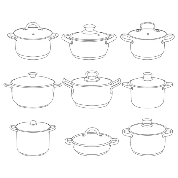 Pans Pots Collection Kitchen Pan Objects — Stock Photo, Image