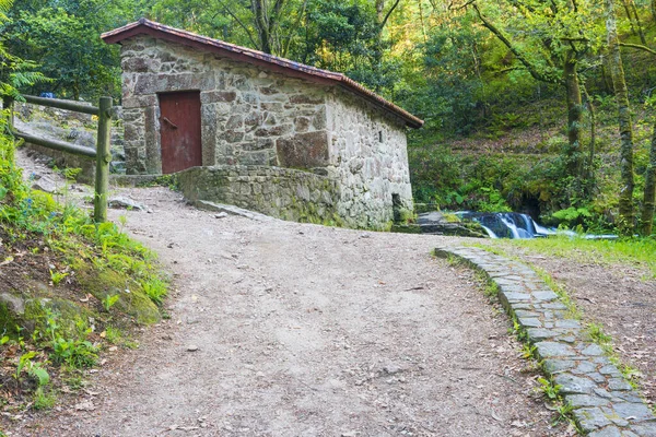 Oude Gerestaureerde Watermolen Steen Waterroute Langs Rivier Armenteira Meis Galicië — Stockfoto