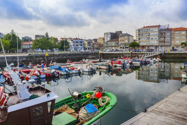 Vilaxoan Balıkçı Limanında Demirlemiş Tekneler Vilagarcia Arousa Kasabası Galiçya — Stok fotoğraf