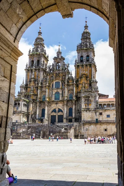 Catedral Santiago Compostela Plaza Obradoiro Enmarcadas Por Arco —  Fotos de Stock