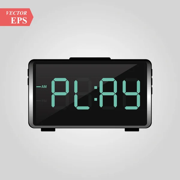 Play Time auf einem digitalen Wecker Konzept Line Art in Flat Style Vector Illustration Design geschrieben — Stockvektor
