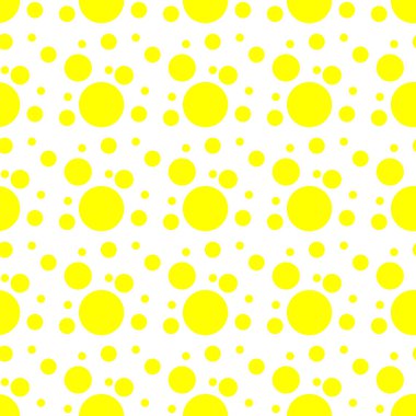 Vektör geometrik kusursuz desen. Evrensel tekrarlayan soyut daireler siyah beyaz sarı figürler. Modern yarım ton daire tasarımı, noktalama işareti